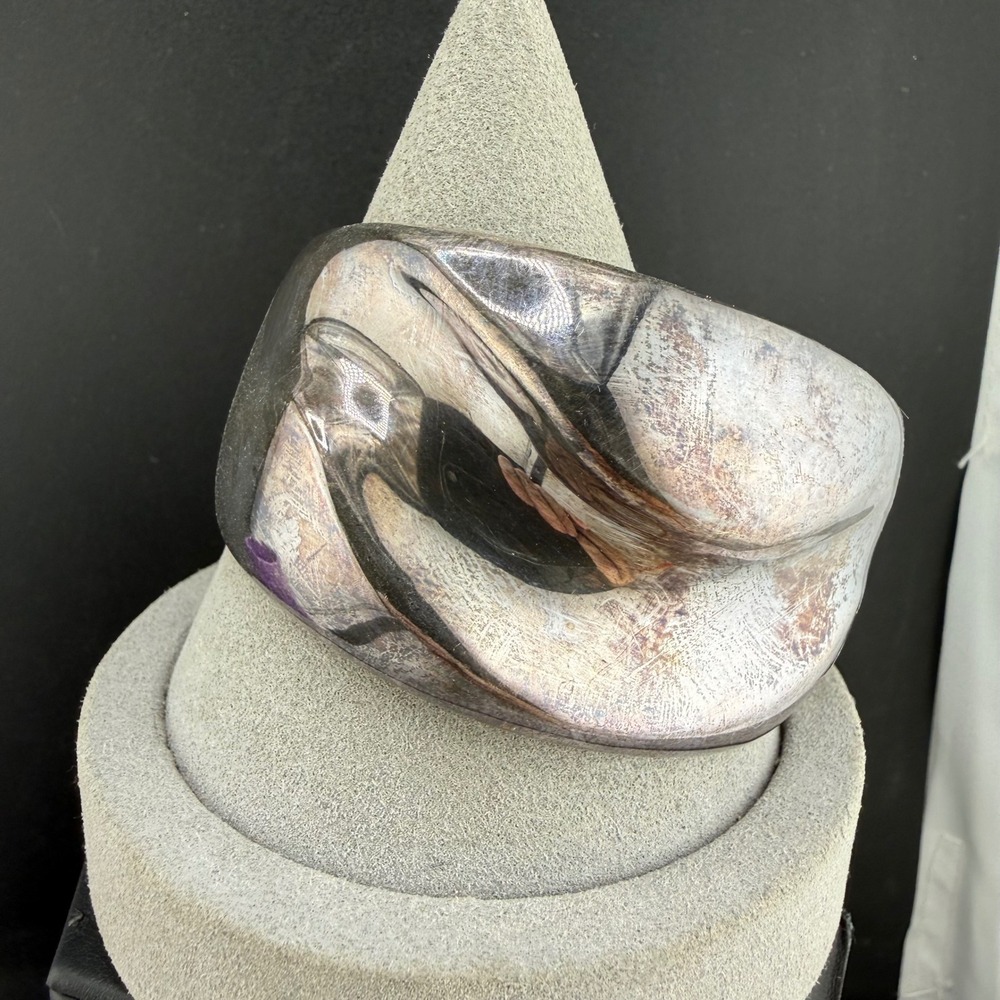 Vintage David Varsano Israel Bracelet‎ Sterling Silver Sculptural Wavy Signed 8"